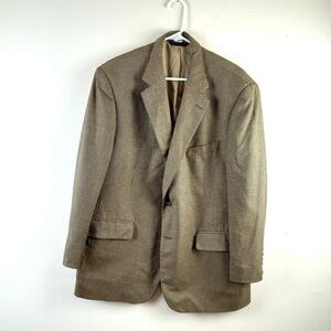 Brooks Brothers Blazer Suit Jacket Men 42 SHORT Brown Plaid Silk Wool Office